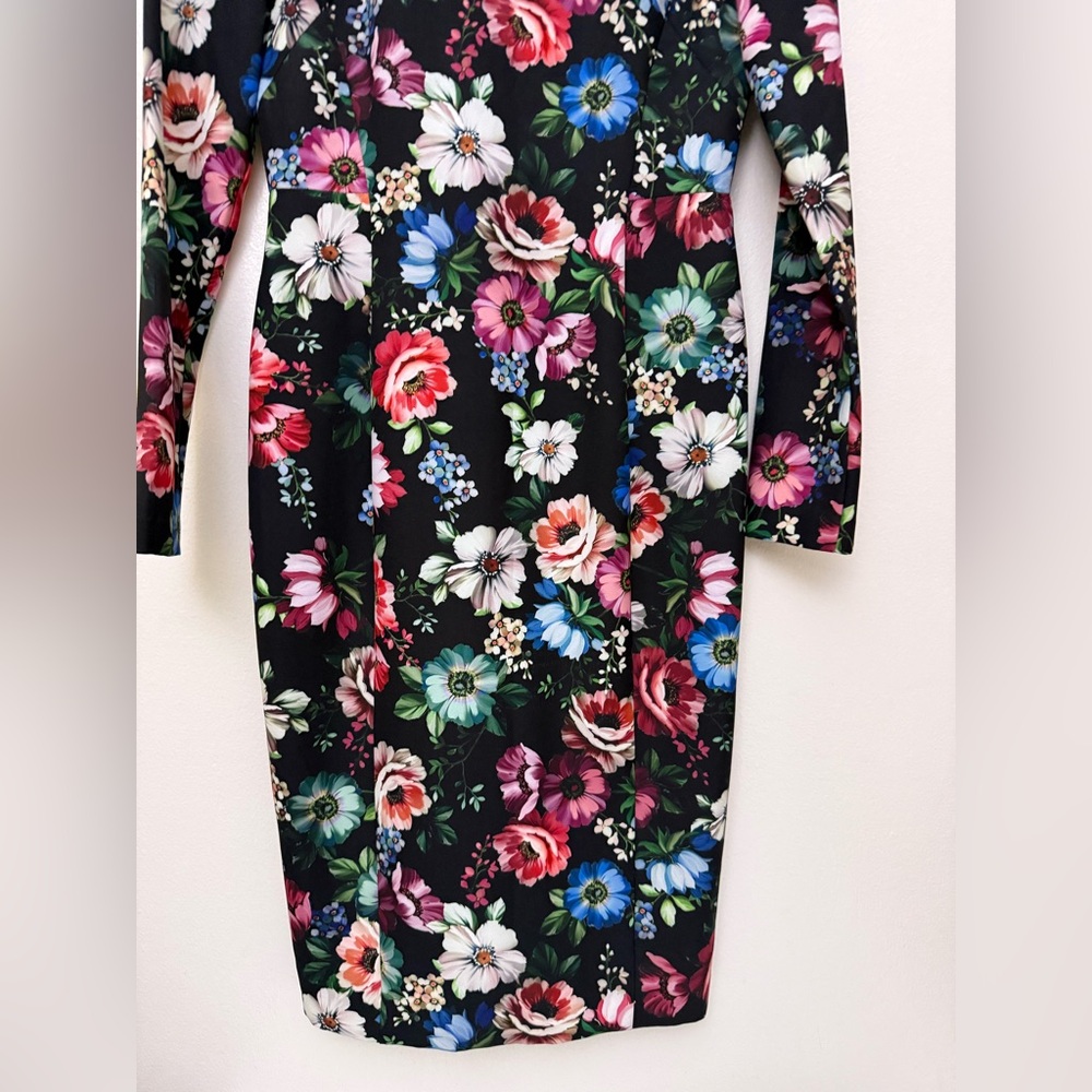 Black Halo Dress Lively Mini Black Floral Lined Sz 4 - Picture 4 of 10